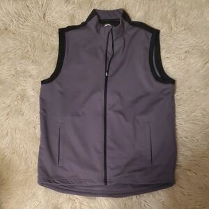 Slazenger Vest Mens MED. Gray Full Zip Mock Neck Mesh Lined Golf Outdoor